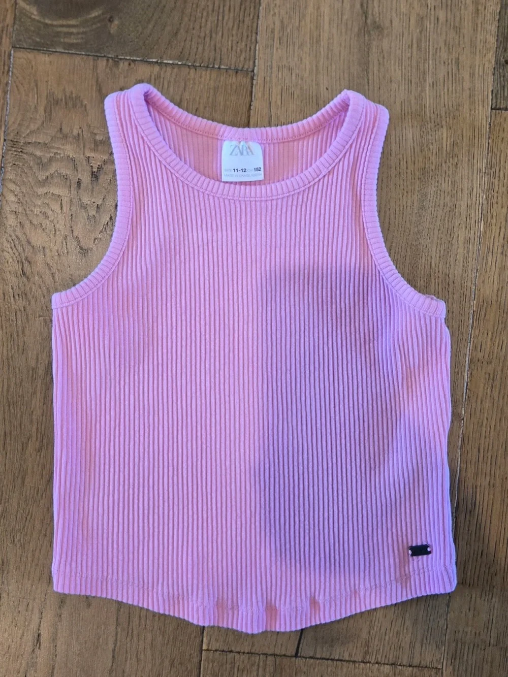 Zara Girls Ribbed Light Pink Tank Top